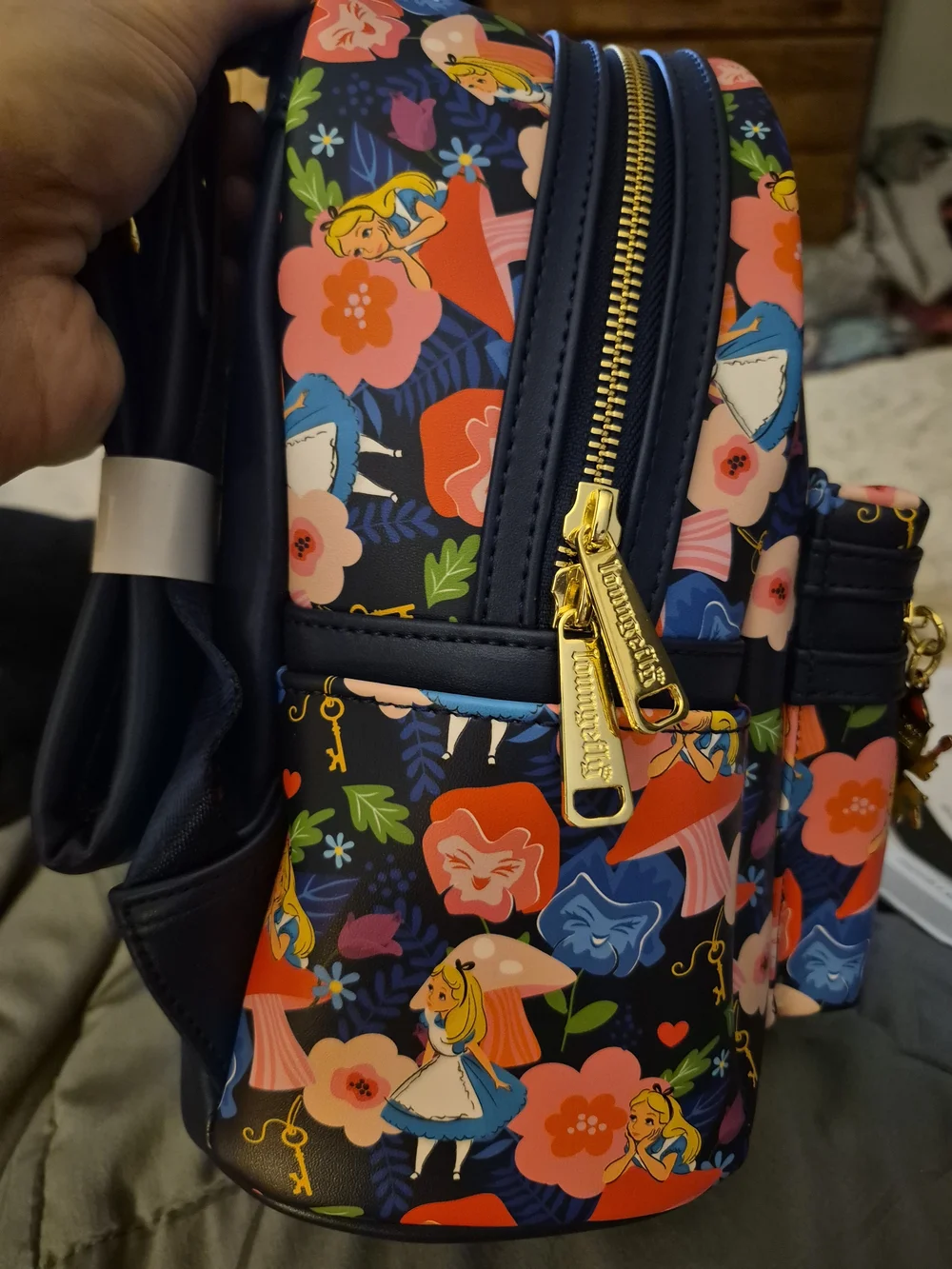 Loungefly Navy Alice in Wonderland Floral all over Print Mini Backpack